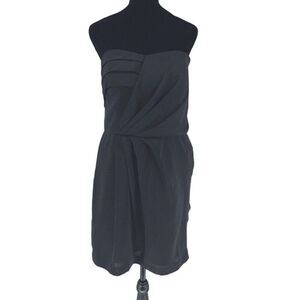 BCBGeneration Black Strapless Sweetheart Neckline Pleated Mini‎ Dress Size 12